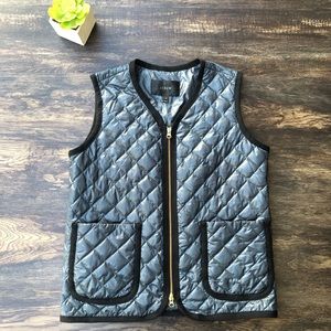 J. Crew Quilted V-neck Down Vest Highlander Green